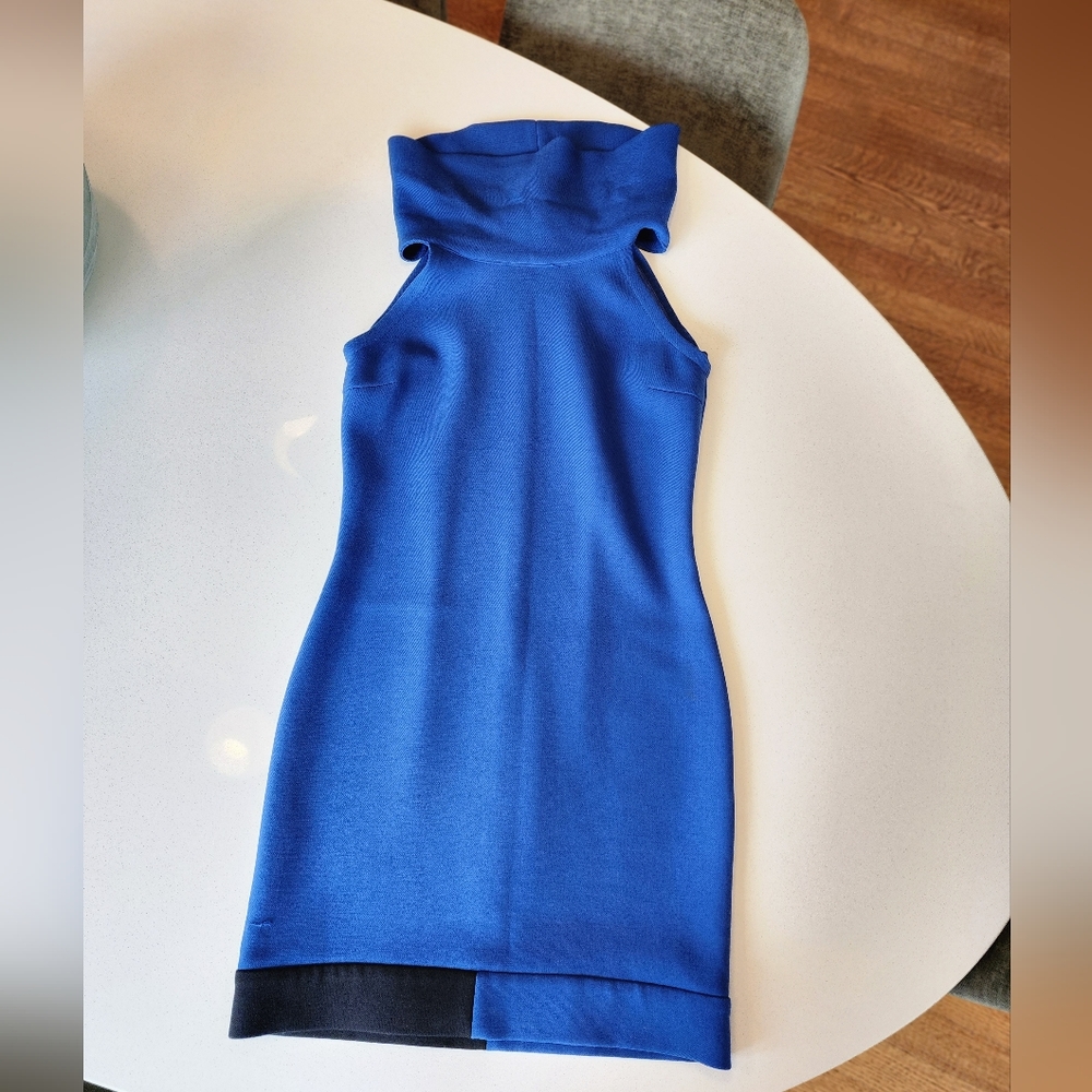 Space Style Concept Blue Turtleneck Dress, sz 44